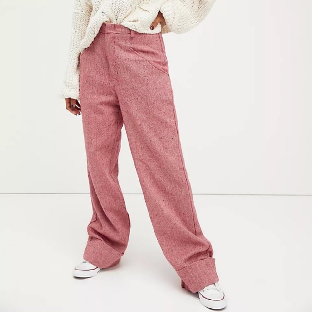 NEW Free People Selina Tweed Trousers WideLeg Pant - Picture 5 of 7